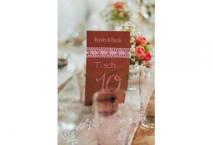 selbstentworfene & geschriebene Tischzahlen auf Kraftpapier